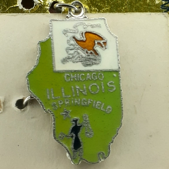 1960s/70's Souvenier Enamel Illinois Cloisonne Charm - Picture 9 of 15